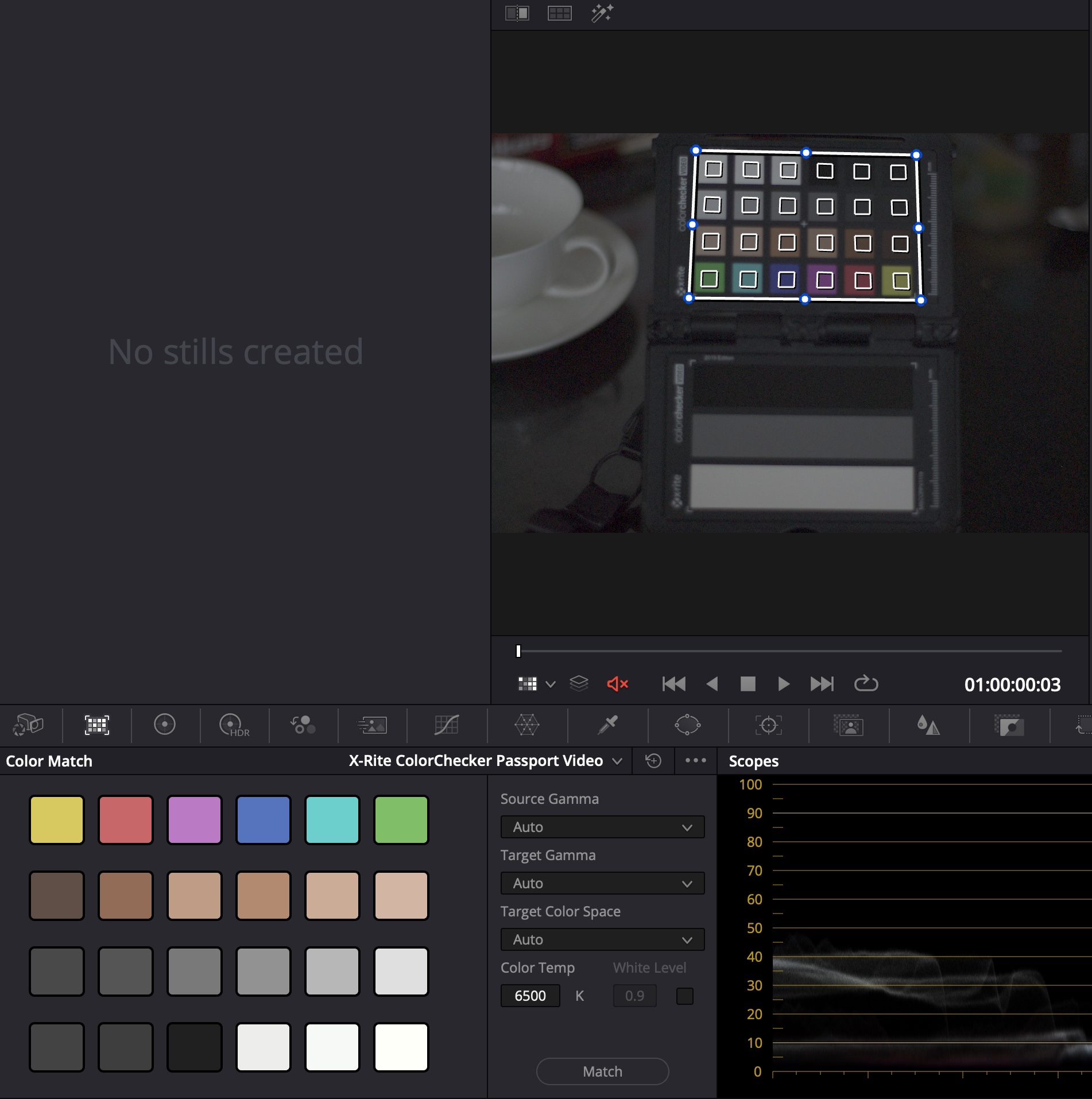 Der Colour Checker in DaVinci Resolve